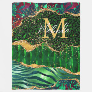 Couverture Polaire Agate Poster de animal Safari vert