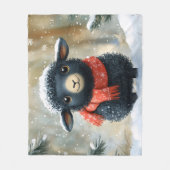 Couverture Polaire Agneau Noir Adorable Avec Écharpe Rouge (Devant)