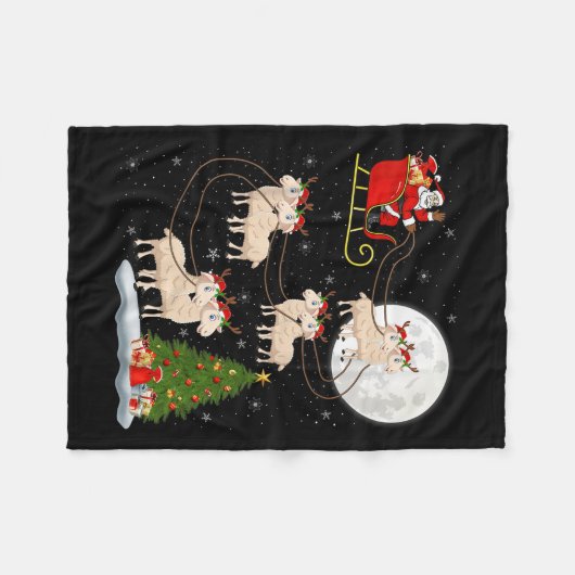 Couverture Polaire Agneaux Mouton Père Noël Sleigh Flying Funny Magiq (Devant (Horizontal))