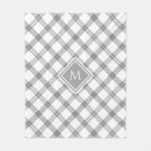 Couverture Polaire Agritourisme gris et blanc Tartan Plaid et Monogra (Devant)