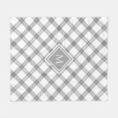 Couverture Polaire Agritourisme gris et blanc Tartan Plaid et Monogra (Devant (Horizontal))
