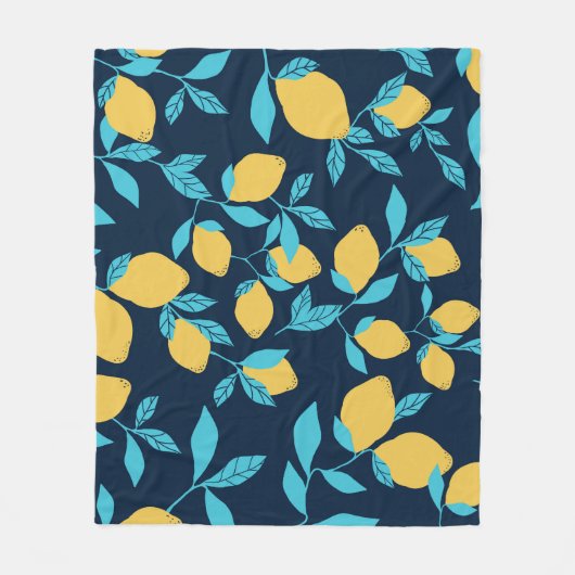 Couverture Polaire Agrumes simples : citrons sur le bleu. (Devant)
