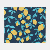 Couverture Polaire Agrumes simples : citrons sur le bleu. (Devant (Horizontal))