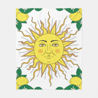 Couverture Polaire agrumes tropicaux citrons fruits à fleurs encadren