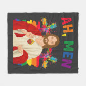 Couverture Polaire Ah Men Funny LGBT Gay pride Jesus Christian (Devant (Horizontal))
