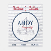 Couverture Polaire Ahoy Nautical Baby Boy Voilier Milestone (Devant)