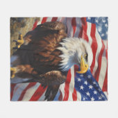 Couverture Polaire Aigle à tête blanche avec drapeau américain (Devant (Horizontal))