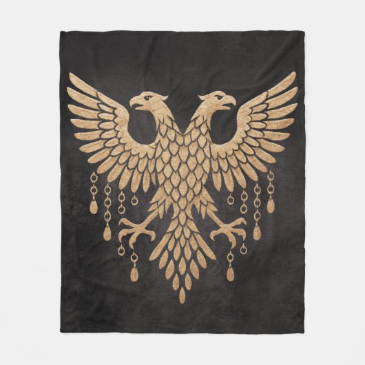 Couverture Polaire Aigle à tête double dorée - Emblème mythique royal (Devant)