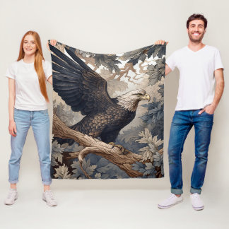 Couverture Polaire Aigle américain chauve style W. Morris