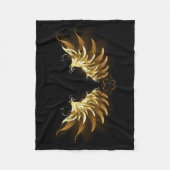 Couverture Polaire Ailes d'Ange d'or sur arrière - plan noir (Devant)
