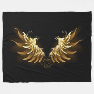 Couverture Polaire Ailes d'Ange d'or sur arrière - plan noir