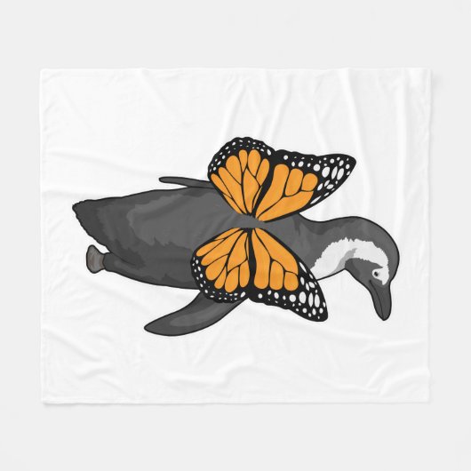 Couverture Polaire Ailes de papillon pingouin (Devant (Horizontal))