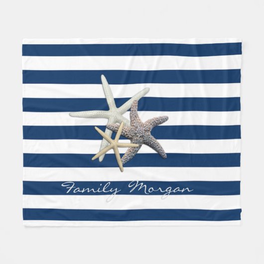 Couverture Polaire Aimable Starfish, Bleu Marine Bleu Bandes Personna (Devant (Horizontal))