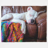 Couverture Polaire Aimer Pitbull Chien Dormir sur le canapé (Devant (Horizontal))