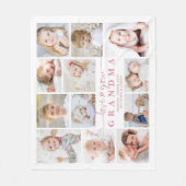 Couverture Polaire Aimez-vous grand-mère 12 Photo Collage Coeur Blanc (Devant)