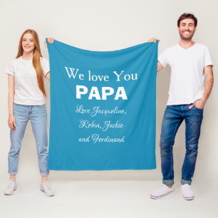 Couverture Polaire Aimez-vous Papa Cadeau Chic Script Nom de famille