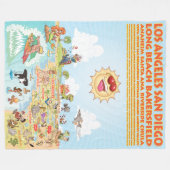 Couverture Polaire Ainsi California Cities and Beaches Fleece Blanket (Devant (Horizontal))