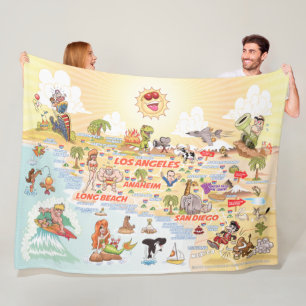 Couverture Polaire Ainsi California Cities & Beaches Fleece Blanket
