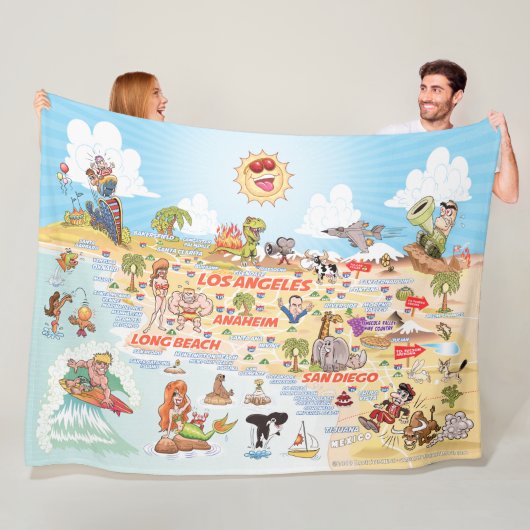 Couverture Polaire Ainsi California Cities & Beaches Fleece Blanket (En situation)