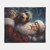 Couverture Polaire Airedale avec Noël Festif du Père Noël (Devant (Horizontal))