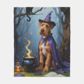 Couverture Polaire Airedale Chien Whimsical Halloween Peinture (Devant)