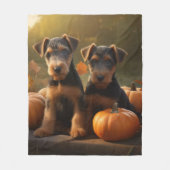 Couverture Polaire Airedale Chiot Automne Citrouille délice (Devant)