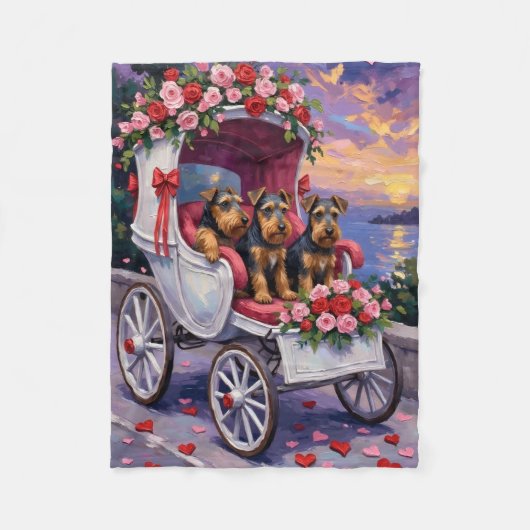 Couverture Polaire Airedale Dog Valentine's Day  (Devant)