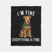 Couverture Polaire Airedale Terrier Christmas I'm Fine Everything Is  (Devant)
