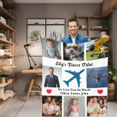 Couverture Polaire Airplane Family Photo Collage Sky's Finest Pilot