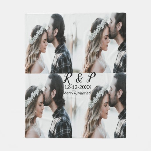 Couverture Polaire Ajouter couple photo merisier marié ajouter date a (Devant)