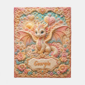 Couverture Polaire Ajouter des fleurs orange Nom Effet 3D Bébé Dragon (Devant)