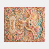 Couverture Polaire Ajouter des fleurs orange Nom Effet 3D Bébé Dragon (Devant (Horizontal))