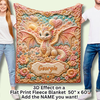 Couverture Polaire Ajouter des fleurs orange Nom Effet 3D Bébé Dragon