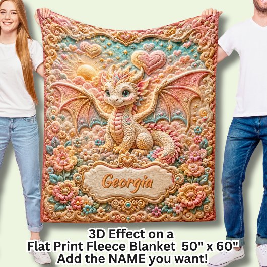 Couverture Polaire Ajouter des fleurs orange Nom Effet 3D Bébé Dragon