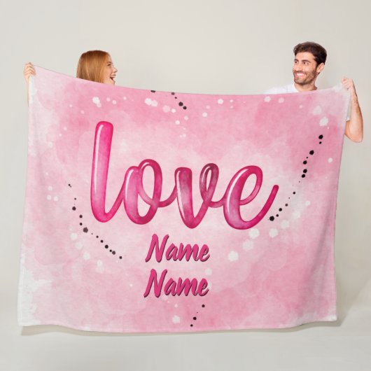 Couverture Polaire Ajouter des noms LOVE Word Cloud rose Valentines J (En situation)