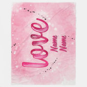 Couverture Polaire Ajouter des noms LOVE Word Cloud rose Valentines J (Devant)