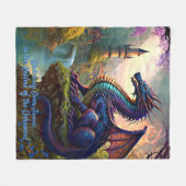 Couverture Polaire Ajouter le nom, Aqua Blue Purple Dragon Near River (Devant (Horizontal))