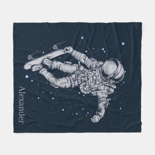 Couverture Polaire Ajouter le nom Astronaut Skateboarder sur Midnight (Devant (Horizontal))