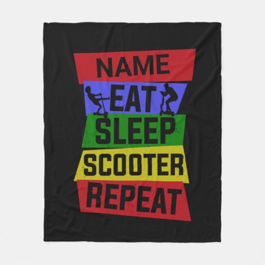 Couverture Polaire Ajouter le nom Eat Sleep Scooter Répéter (Devant)