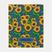 Couverture Polaire Ajouter le nom Golden Sunflowers & Feuilles sur Da (Devant)