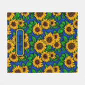 Couverture Polaire Ajouter le nom Golden Sunflowers & Feuilles sur Da (Devant (Horizontal))