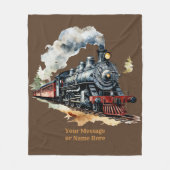 Couverture Polaire Ajouter le nom Steam Train Moteur Imaginaire peint (Devant)