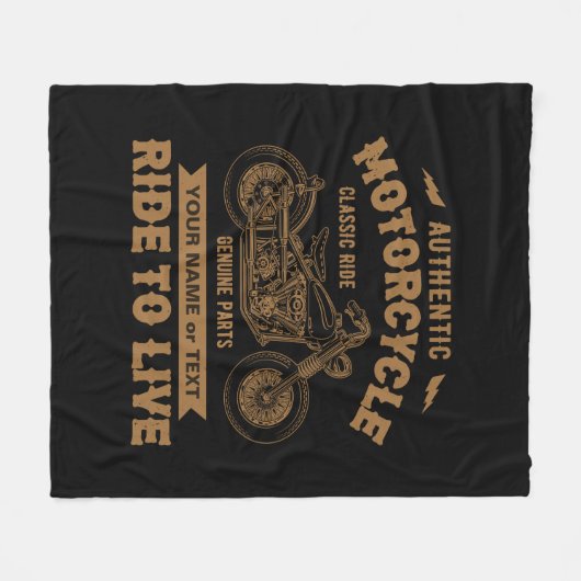 Couverture Polaire Ajouter le nom Texte, Authentic Motorcycle Classic (Devant (Horizontal))