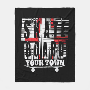 Couverture Polaire Ajouter le skateboard de ville en noir blanc