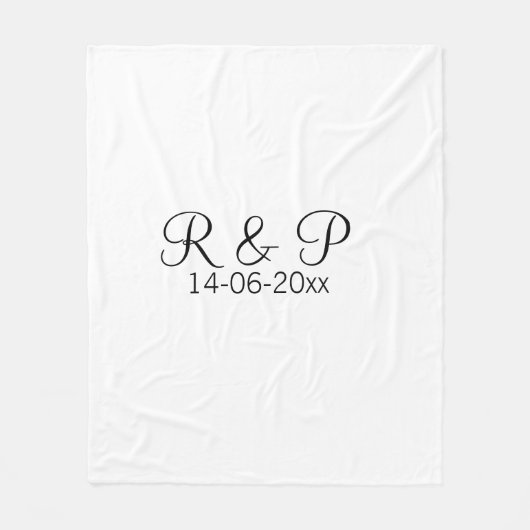 Couverture Polaire Ajouter monogramme du nom du couple ajouter date a (Devant)