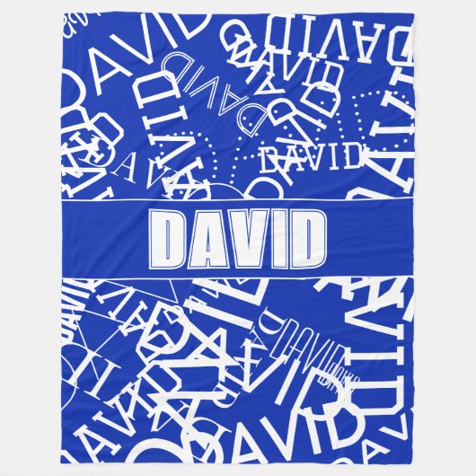 Couverture Polaire Ajouter n'importe quel nom, nom collage En bleu & (Devant)