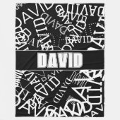 Couverture Polaire Ajouter n'importe quel nom, nom collage En noir et (Devant)