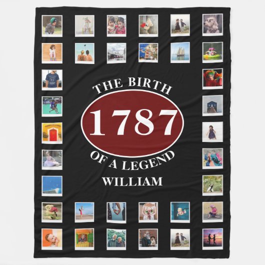 Couverture Polaire Ajouter Nom Année Et Photos Anniversaire (Devant)