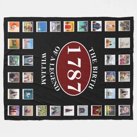 Couverture Polaire Ajouter Nom Année Et Photos Anniversaire (Devant (Horizontal))