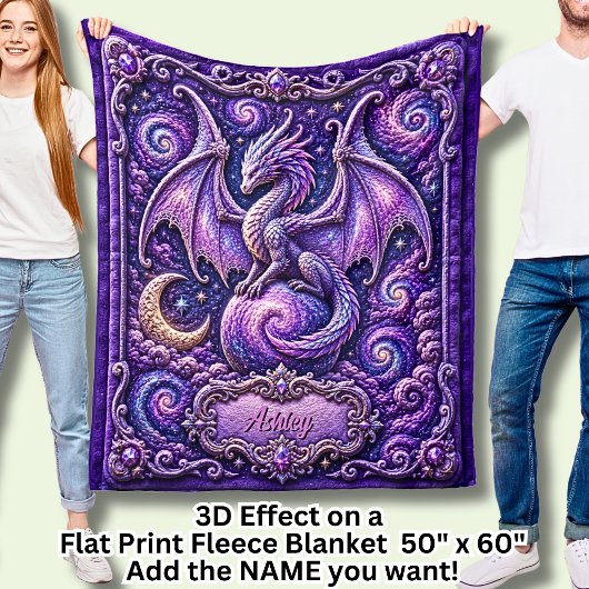 Couverture Polaire Ajouter Nom Effet 3D Galaxie Dragon Violet